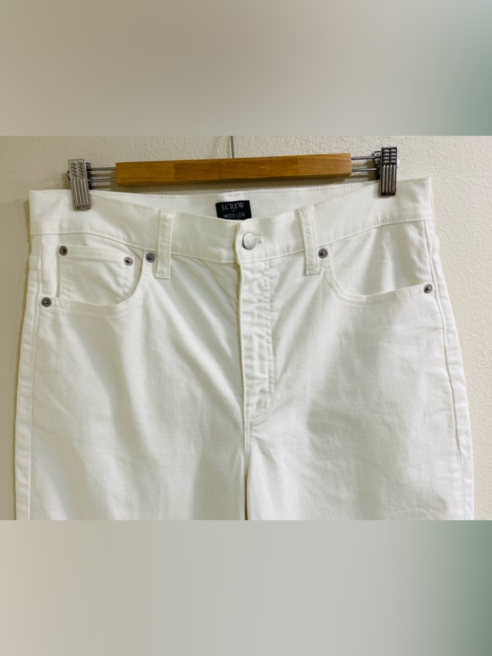 J. Crew White Wide-Leg Crop Raw Hem Jeans Size 30 - Picture 5 of 7